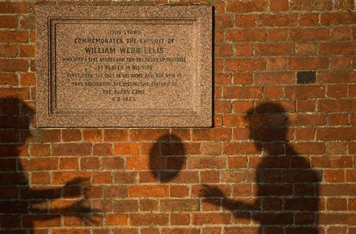 Picture of Plaque Commemorating the Birth of Rugby at Rugby School in England  